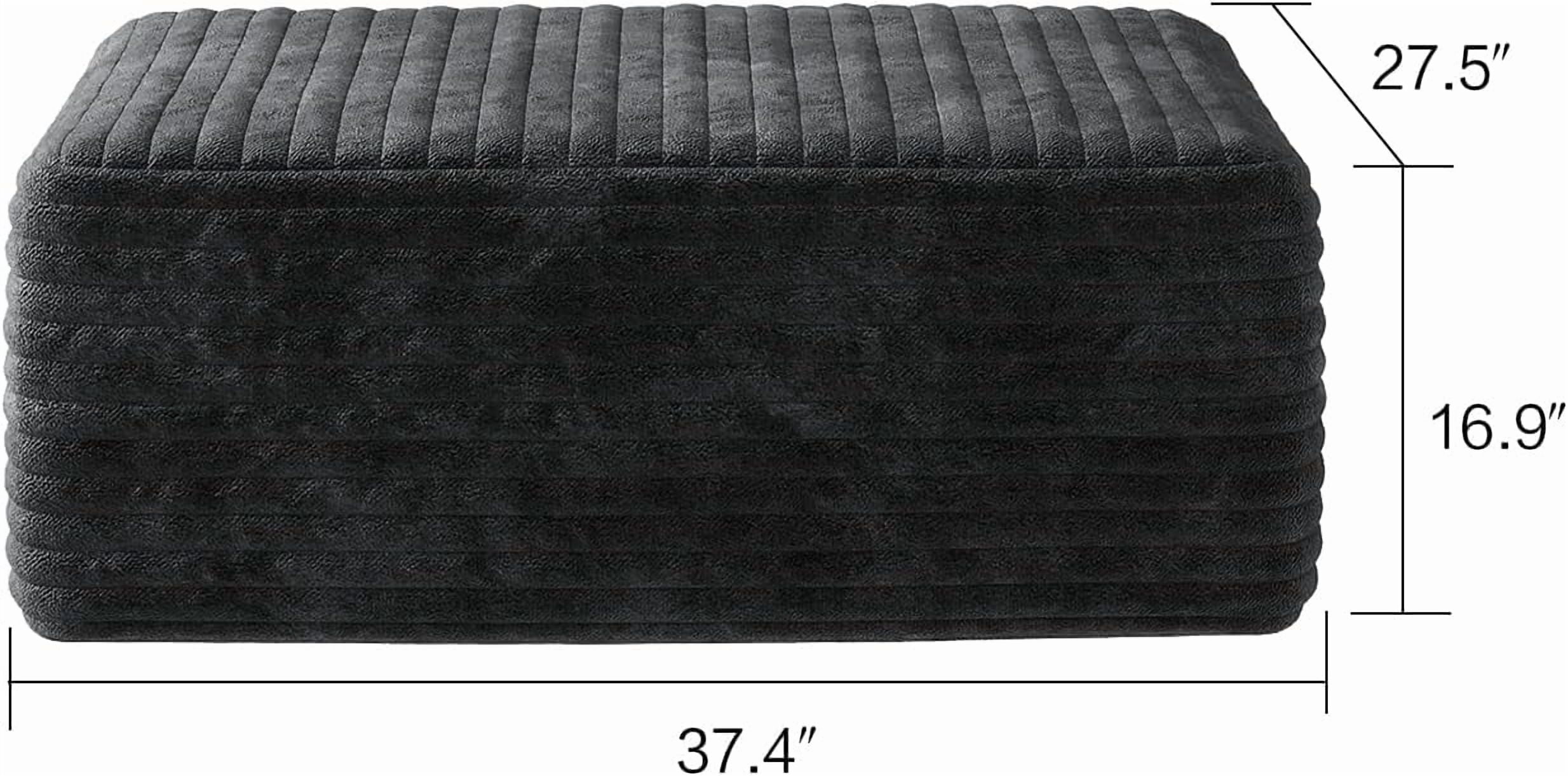 Luckhao 37.4" Plush Corduroy Cloud Ottoman, Modular Seat for Boneless Sectional Sofa, No Assembly Required, Black