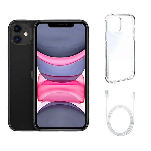 Pre-Owned Apple iPhone 11 (Fully Unlocked) 64GB Black (A2111) with Clear Phone Case