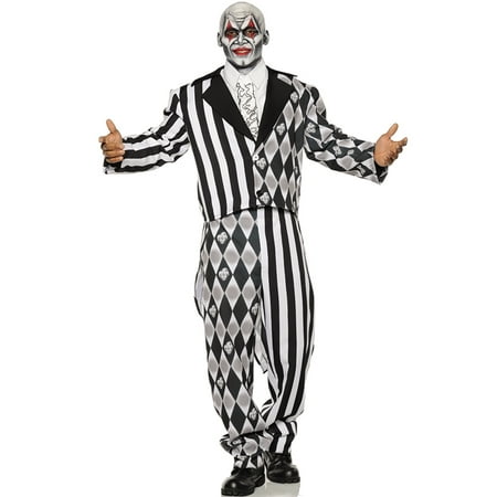 The Jester Mens Two Toned Black White Clown Tuxedo Halloween Costume