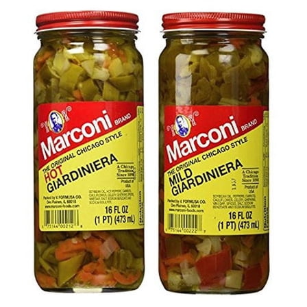 Marconi The Original Chicago Style Hot & Mild Giardiniera 16 oz (Variety Pack)