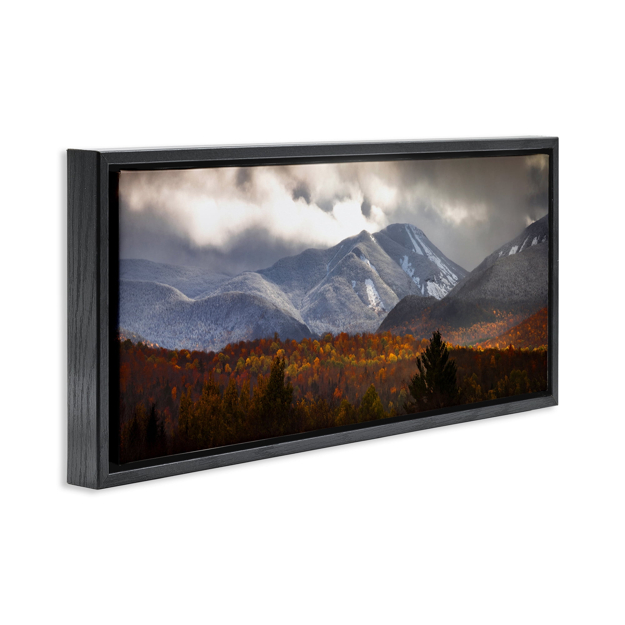 Stupell Industries Colliding Seasons Mountainscape Black Framed Floater Canvas Wall Art, design by Jonathan Zaharek