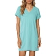 thumbnail image 5 of Fesfesfes Spring Dresses for Women V Neck Short Sleeve Dress Casual Solid Color Party Dress Loose Mini Sun Dress Fashion Summer, 5 of 5