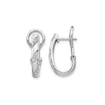 Gem & Harmony 1/8 Carat (Ctw) Diamond Hoop Omega Earrings in 14K White Gold for Women
