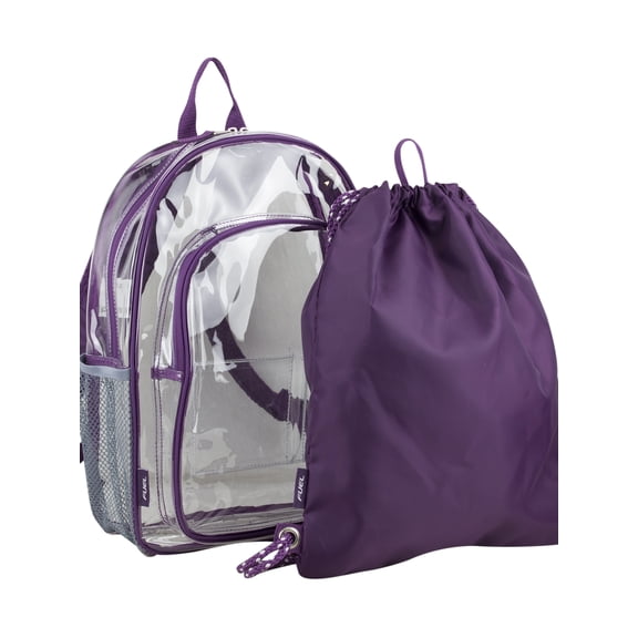 Fuel Unisex Clear Backpack and Drawstring Bundle, Berry Parfait