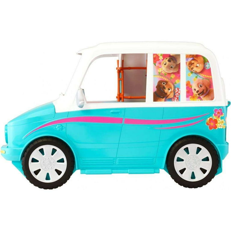 Barbie ultimate puppy mobile with 4 dolls deals