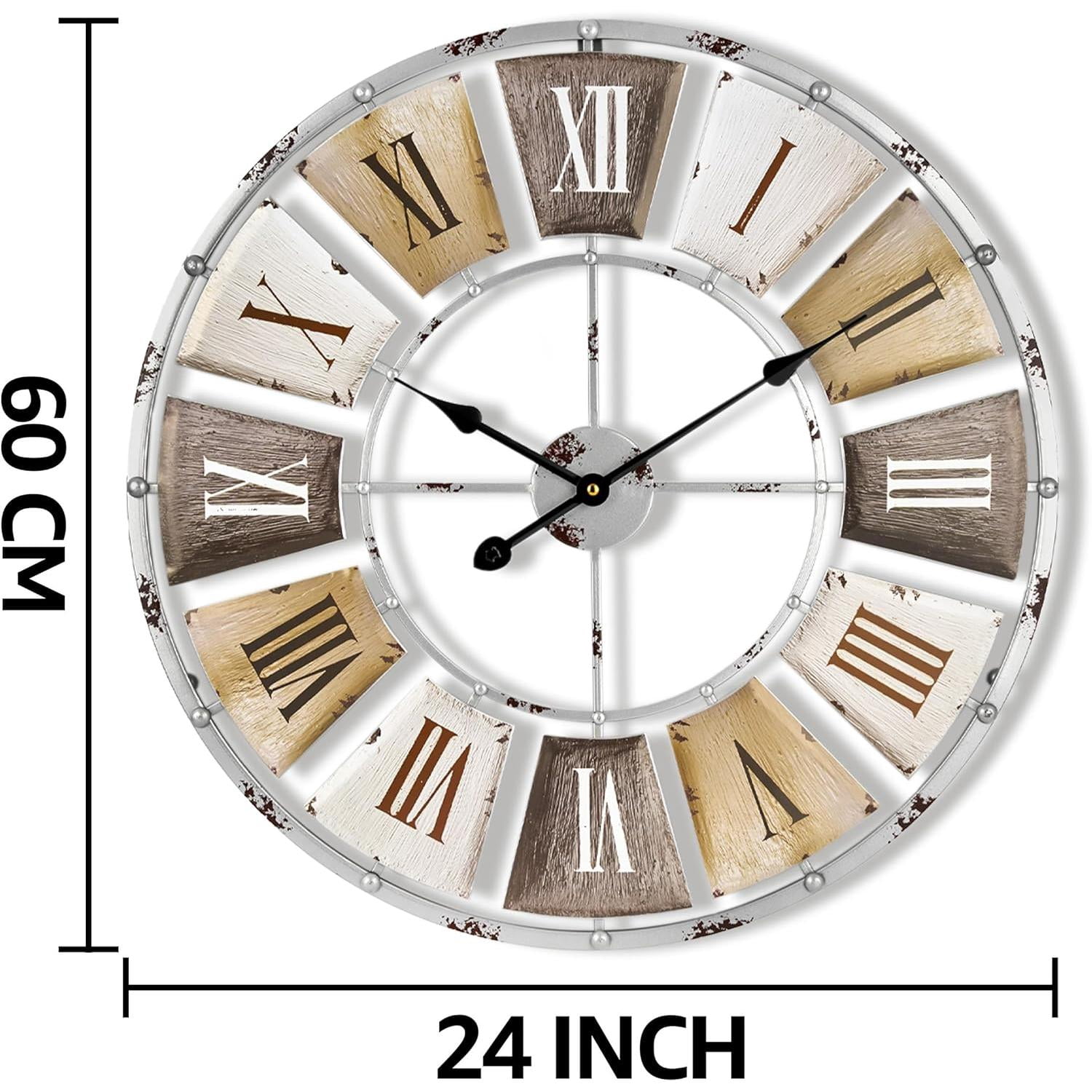 Sorbus 24" Roman Numeral Industrial Metal Wall Clock, Large Round Home Décor