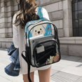 thumbnail image 6 of Large Clear PVC Backpack Heavy Duty See Through Backpack for Adults Work Travel, Festive White Puppy Printed 12L, 6 of 8