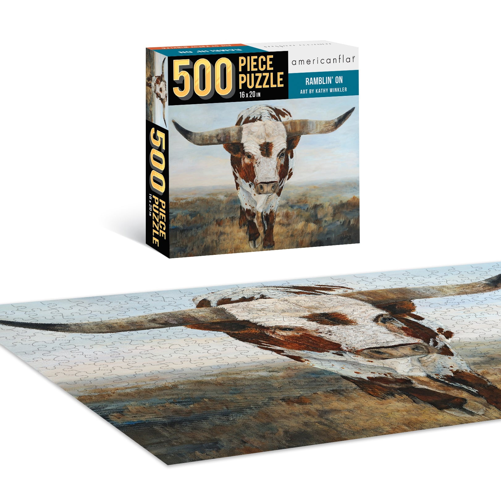 500 Piece Jigsaw Puzzle, 16x20 Inches, RAMBLIN' ON Artwork by Kathy Winkler