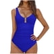 thumbnail image 2 of Trajes de baño de una pieza para mujer, traje de baño de bikini con tirantes y espalda descubierta de color liso para mujer, 2 of 5