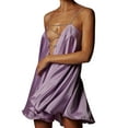 thumbnail image 2 of Qiylii Women's Casual Chain Sling Dress Deep V-Neck Backless Short Dress Solid Color Cutout Sexy A-line Party Dresses, 2 of 9