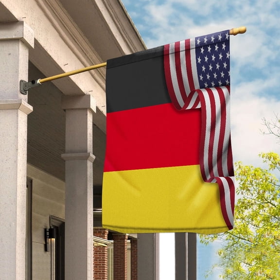 Flag Waving American Flag German Germany U.S.A Friendship Patriotic Proud Garden Flag, Double-Sided Decorative Outdoor Flag, Patriotic Polyester Yard Flag 12 x 18 in