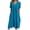 Blue, variant on Women's Linen Blend Midi Dress Surplice V-Neck Puff Sleeve Pocketed Loose Fit Summer Dress,L
