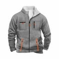 thumbnail image 4 of Men Hoodies Casual Hoodies for Men with No Hood Full Zip Sweatshirt Color: Light Gray Size: L, 4 of 5