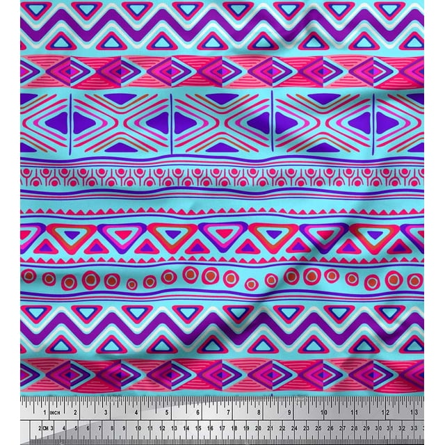 Soimoi Velours Tissu Imprimé Géométrique Aztec par Yard 58 Pouces de Large