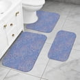 thumbnail image 2 of Paisley and Floral Blue Pattern Bathroom Rug Set 3 Piece,Non-Slip Bath Mat Set with U-Shaped Contour and Runner Soft Absorbent Washable, 2 of 5