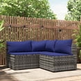 thumbnail image 1 of vidaXL 3 Piece Garden Lounge Set with Cushions Grey Poly Rattan, 1 of 5