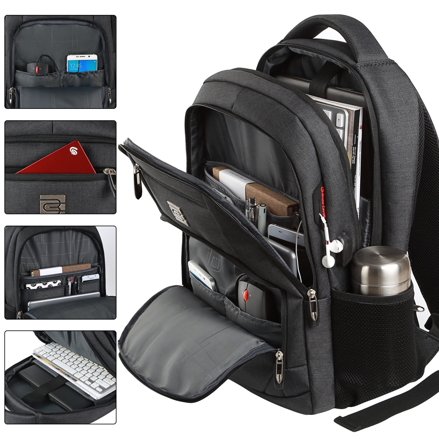 UKEIN Black Laptop Backpack Computer Business Backpack for Adult Water Resistant Anti-Theft Laptop Backpack for Men