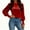 Red, variant on Women's Trendy Ruffled Neck Ruched Cuff Velvet Blouses Tops 2026 Women's Solid Color Long Sleeved Top Women's Casual Winter Fashion Round Neck Loose Gold Velvet Top