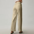 thumbnail image 6 of Women Stretch Twill Cropped Pants Wide Leg Jeans with Patch Pocket Straight Leg Chino Pants Casual Ankle Jeans Women Fashion Solid Color Elastic Long Pants Leisure Trousers Khaki M, 6 of 6