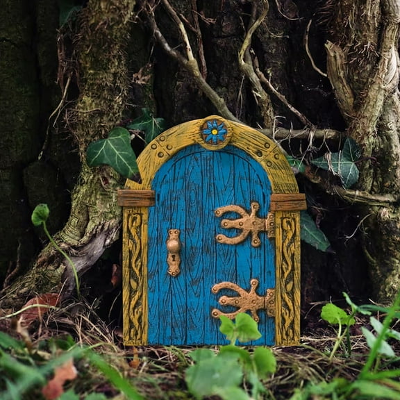 Miniature Fairy Door for Trees Wooden Fairytale Gnome Door Ornament Mini Fairy Garden Door for Outdoor Yard Art Bonsai Terrarium Micro Landscape & Indoor Decor (1Pcs Flat 4")