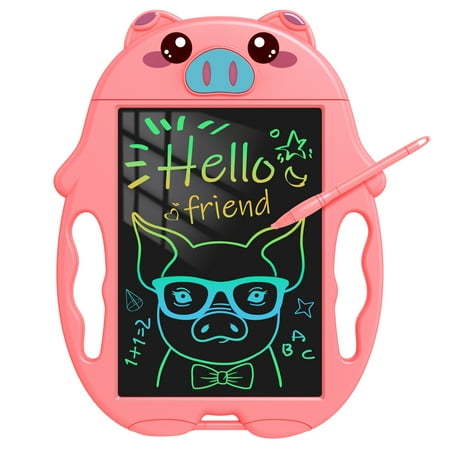 LCD Drawing Tablet for Kids, 10 Inch Doodle Board Drawing Pad Toddlers Toys, Colorful Electronic Writing Tablet 2 3 Year Old Girl Gift, Magnetic Drawing Board Pig Toys for Boys Girls age 2 3 4 5 6