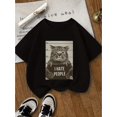 thumbnail image 1 of 1pc Women'S Casual Cat Graphic T-Shirt "I HATE PEOPLE" - Humorous Print, Crew Neck, Short Sleeve, Regular Length, Perfect for Casual Attire or Holiday Gifts, 1 of 6