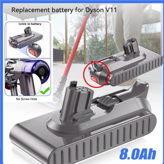8.0Ah Click In Battery For Dyson V11 SV15 SV16 Handheld Vacuum Cleaner Battery