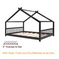 thumbnail image 6 of Full Size House Bed, Montessori Style Floor Bed Frame, Wood  Fun Playhouse Twin Bed with Headboard and Footboard for Teens（Espresso), 6 of 9