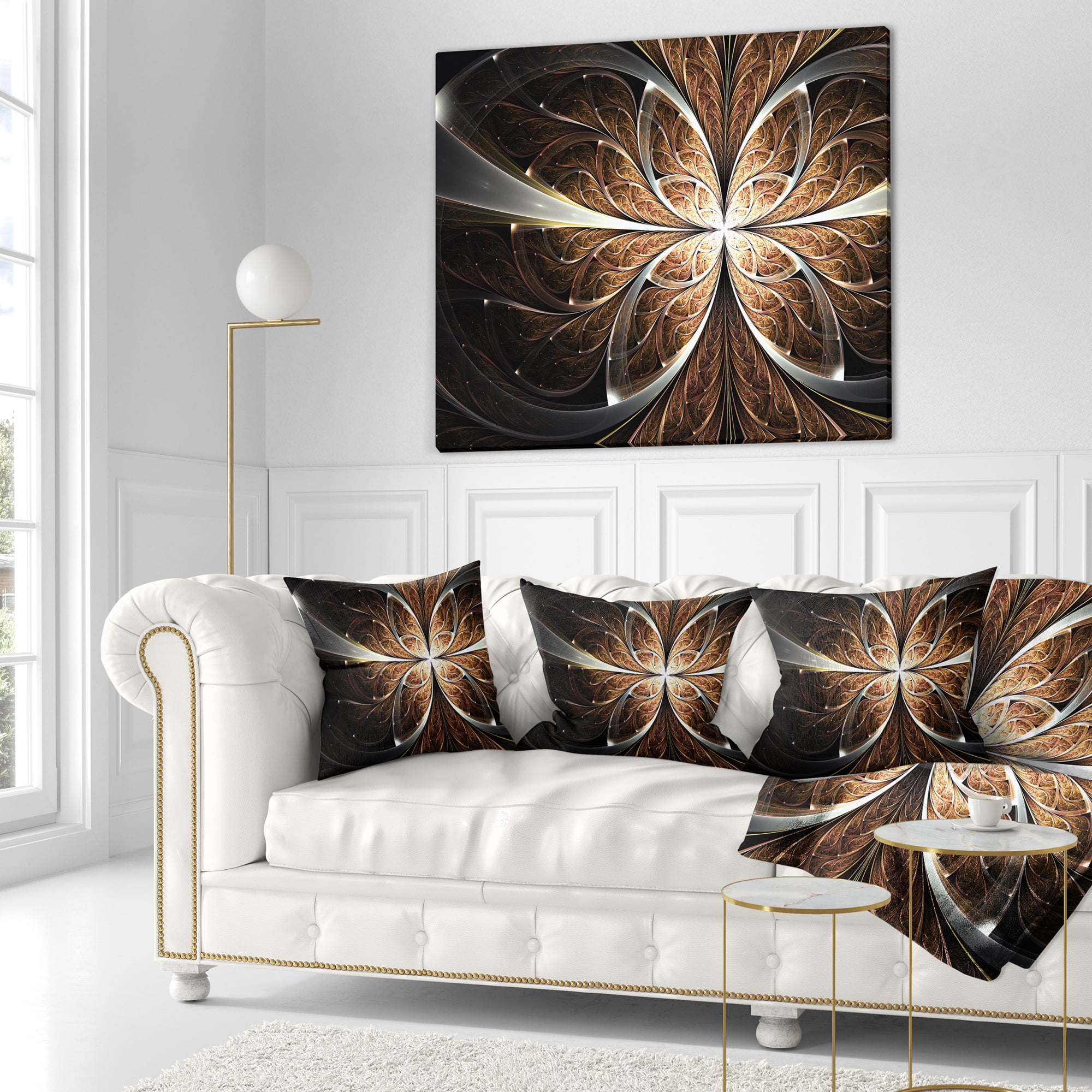 Designart 16" x 16" Brown Polyester Throw Pillow
