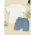 thumbnail image 4 of Suealasg 2Pcs Western Kids Boys Clothes Toddler Baby Boys Summer Beach Outfit  6M 1T 2T 3T Short Sleeve Cow Letter Print Tops and Shorts Set, 4 of 9