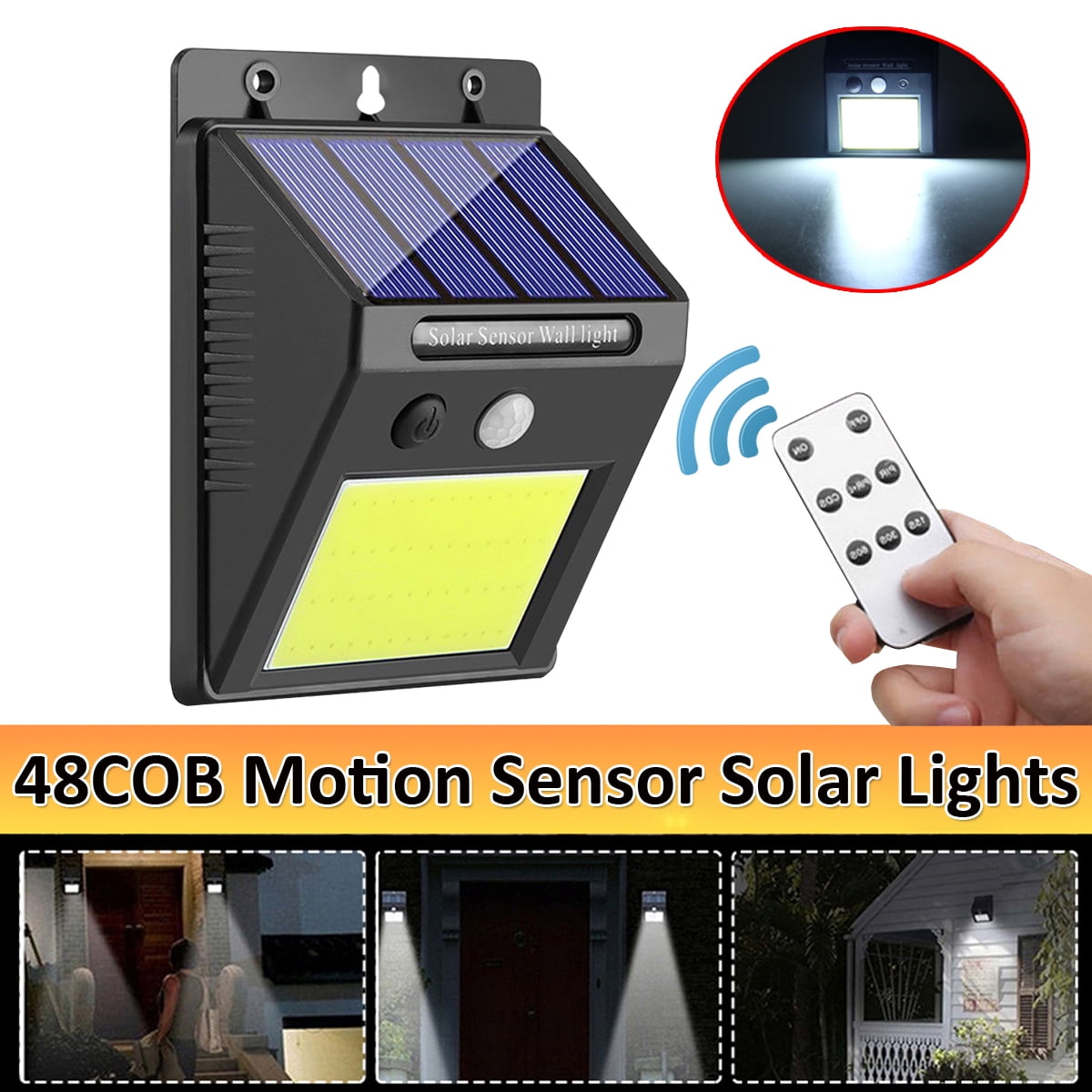 48COB Remote control Outdoor Solar Light Motion Sensor Wall Light Garden Walmart Canada