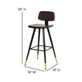 thumbnail image 6 of Flash Furniture Kora Square Adjustable Low Back Barstool, Brown, 6 of 14