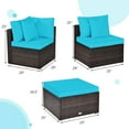 thumbnail image 2 of Gymax Ensemble de Conversation pour Patio en Rotin 4 Pcs Cour Extérieur avec Coussin Turquoise, 2 of 10