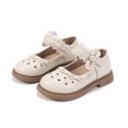 thumbnail image 2 of Domzle Toddler Girl Mary Jane School Uniform Dress Shoes Flats Wide Toe Box Great Comfort for Student Shoe and Girl Shoe for Wedding, Parties Beige, 2 of 4