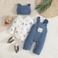 thumbnail image 2 of UAYOTSE Baby Boys Bear Theme Outfit Printed Bodysuit Overall With Ear Hat Infant All Season Clothes Size 6-12 Months, 2 of 8