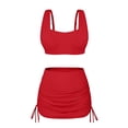 thumbnail image 2 of Bosfbaoi 2-Piece Swimsuit for Women Ruched Crop Top Drawstring Bottom Patchwork Mesh Skirt Bikini Womens Swimsuits, 2 of 7