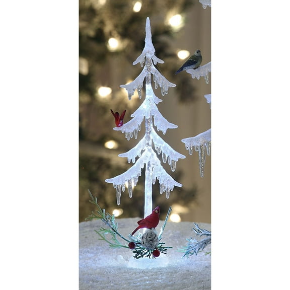 Set of 2 Clear Cardinal Bird Icicle Tree Decorative Christmas Ornament 12.5"