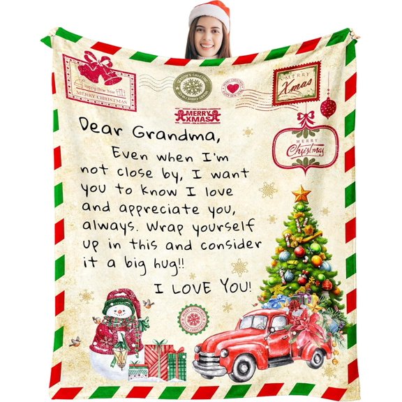 Grandma Gifts for Christmas, Christmas Grandmas Gifts from Granddaughter Grandson, Grandma Presents for Christmas, Xmas Gift Ideas for Grandmother, Best Gifts for Grandma Xmas Throw Blanket