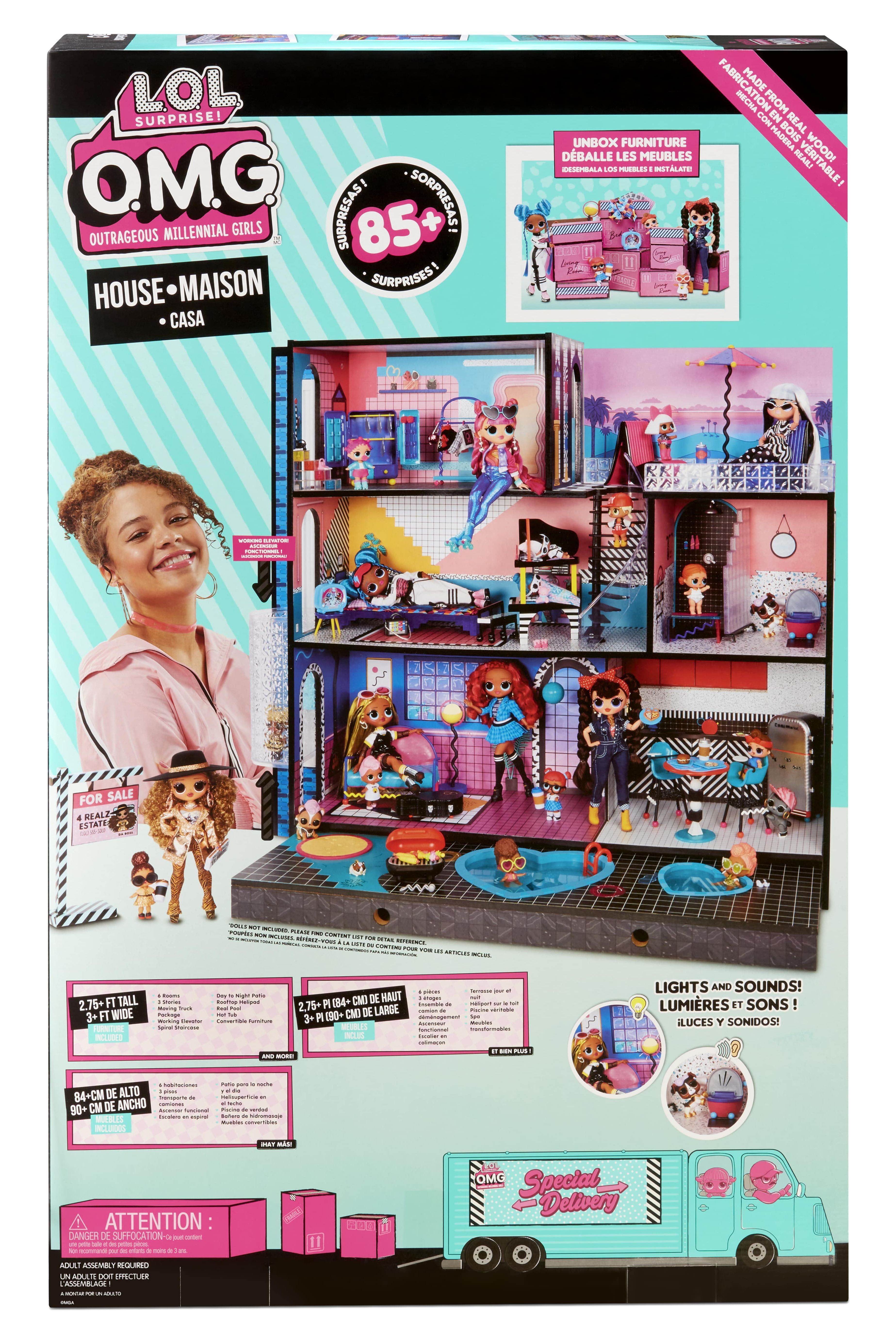 LOL Surprise! OMG House 2020 Real Wood Doll House with 85+ Surprises