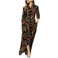 thumbnail image 2 of Lilgiuy Women's Casual Turn-down Collar Long Sleeve With Pocket Printed Long Dresses Gifts for Mom, 2 of 4