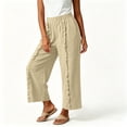thumbnail image 6 of MLCDZ Capri Pants for Women Elastic High Waisted Wide Leg Cotton Linen Palazzo Capris Pull On Loose Flowy Beach Travel Cropped Pants, 6 of 8
