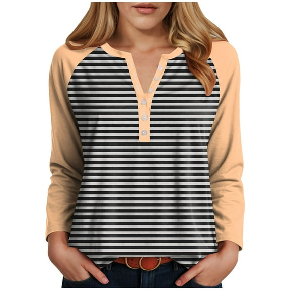 UngA Womens Fall Clothes Women's Long Sleeve Shirts 2025 Fall Fashion Dressy Casual Tops Trendy Henley Blouses Cute Work Outfits Clothes Black,S