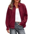 thumbnail image 1 of Abrigo PRETTYGARDEN Bomber de Ante Sintético Burdeos Talla M, 1 of 8