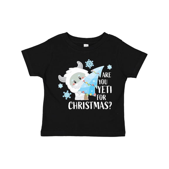 Inktastic Are You Yeti For Christmas with Yeti Holding Christmas Tree Boys or Girls Toddler T-Shirt
