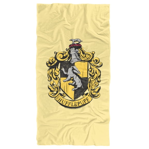 Harry Potter Drawn Hufflepuff Crest Officially Licensed Beach Towel 30' X 60'