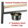 thumbnail image 4 of 67" Parrot Play Stand Large Bird Play Ground Natural Wooden Perch With Easy Grip Stainless Steel Tray Bowls Toy Hook 4-Legs Stand On Wheels, 4 of 8
