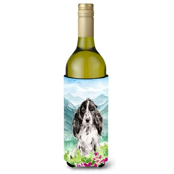 Mountian Flowers Black Parti Cocker Spaniel Wine Bottle Beverage Insulator Hugger