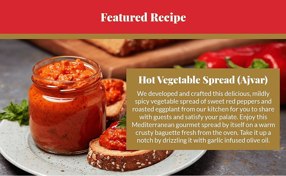 ZerGut Vegetable Spread Ajvar, Mild, Two (2) Glass Jars 19oz. (540g)