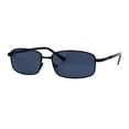 thumbnail image 2 of Mens Narrow Rectangular Metal Rim Retro 90s Sunglasses All Black, 2 of 4