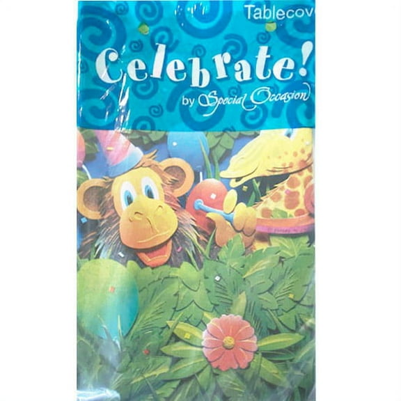 Jungle Animals 'Birthday Zoo' Plastic Table Cover (1 ct)